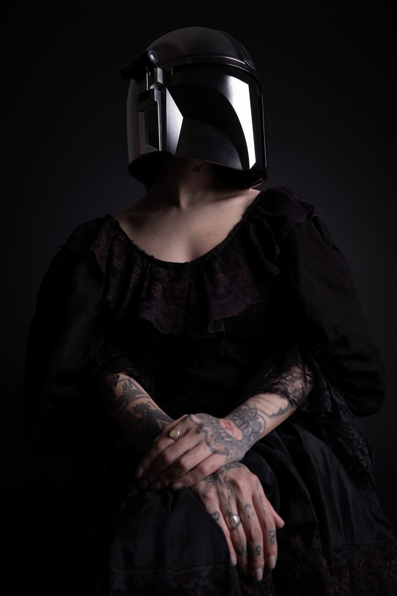 Retrato con casco reflectante
